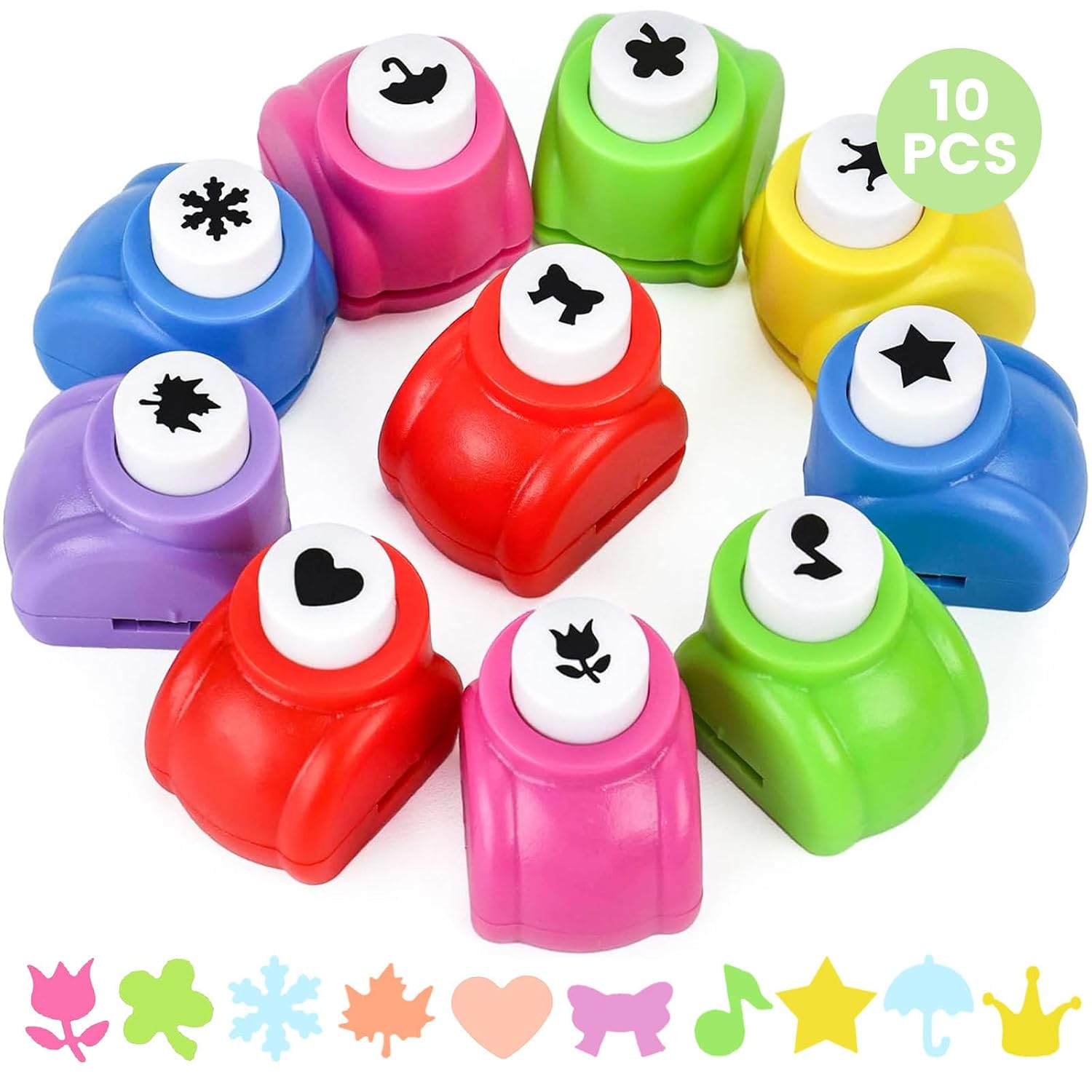 LOVEINUSA 10 Pack Multicolored Shape Paper Hole Punch Craft Set for DIY Crafting. Scrapbooking. Handmade Greeting Cards. Photo Albums. Mini Cutter Nail. and Festival Cards Projects