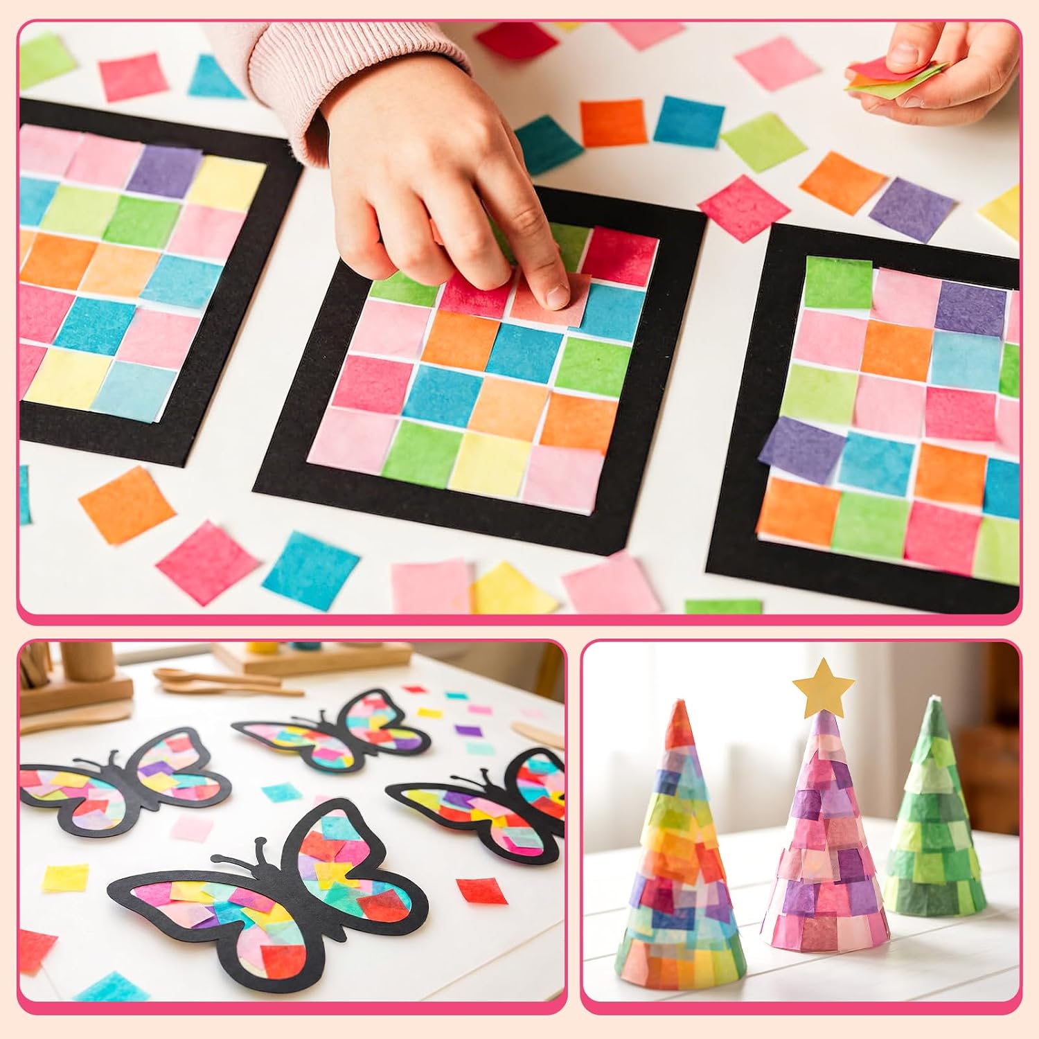 Simetufy 5400 Pcs 1 in Tissue Paper Squares 36 Assorted Colors for Crafts | Art Rainbow Tissue Paper Bulk for Mother's Day. Projects. Collage. Suncatchers. Scrapbooking - Non Bleeding - Image 7